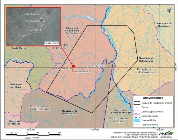 Imagen de la ubicación del proyecto Campo de Producción de Hidrocarburos Medina