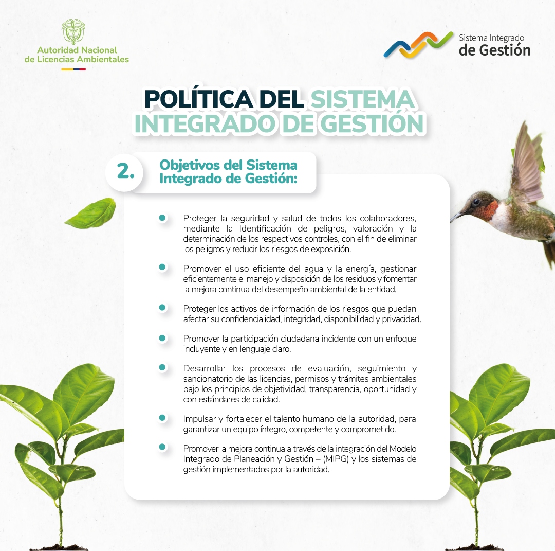 Infografía de los Objetivos del Sistema Integrado de Gestión - SIG